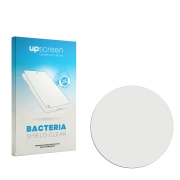 Parte frontal de un envase de producto con el logotipo de la marca upscreen. Al lado está el protector de pantalla correspondi