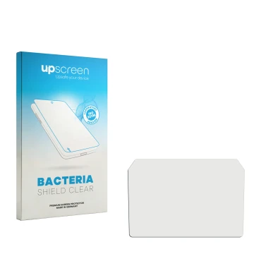 Parte frontal de un envase de producto con el logotipo de la marca upscreen. Al lado está el protector de pantalla correspondi