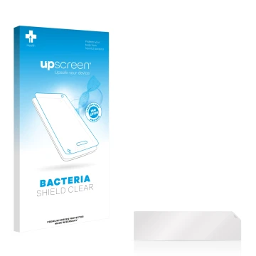 Parte frontal de un envase de producto con el logotipo de la marca upscreen. Al lado está el protector de pantalla correspondi