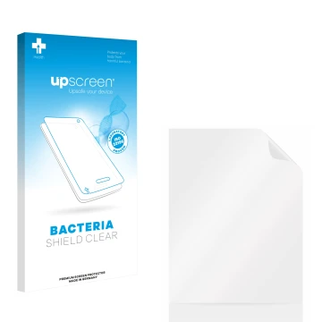 Parte frontal de un envase de producto con el logotipo de la marca upscreen. Al lado está el protector de pantalla correspondi