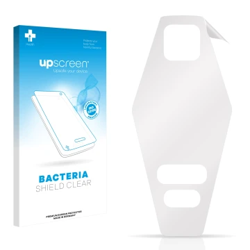 Parte frontal de un envase de producto con el logotipo de la marca upscreen. Al lado está el protector de pantalla correspondi