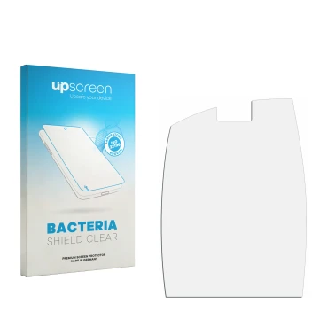 Parte frontal de un envase de producto con el logotipo de la marca upscreen. Al lado está el protector de pantalla correspondi