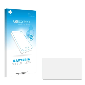 Parte frontal de un envase de producto con el logotipo de la marca upscreen. Al lado está el protector de pantalla correspondi