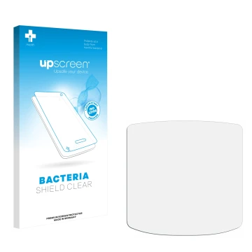 Parte frontal de un envase de producto con el logotipo de la marca upscreen. Al lado está el protector de pantalla correspondi