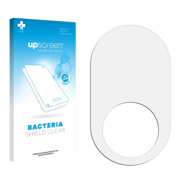 Parte frontal de un envase de producto con el logotipo de la marca upscreen. Al lado está el protector de pantalla correspondi