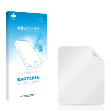 Parte frontal de un envase de producto con el logotipo de la marca upscreen. Al lado está el protector de pantalla correspondi