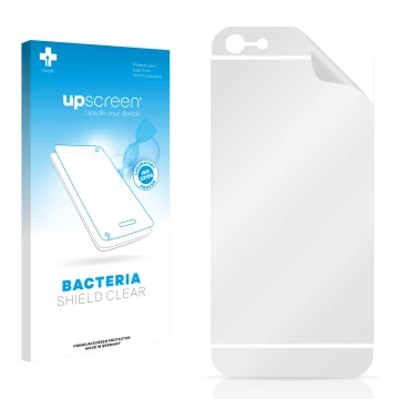 Parte frontal de un envase de producto con el logotipo de la marca upscreen. Al lado está el protector de pantalla correspondi