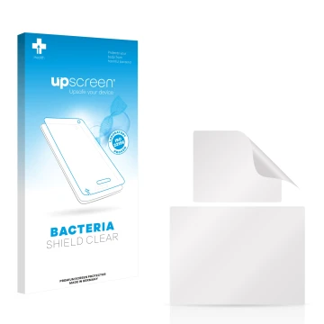 Parte frontal de un envase de producto con el logotipo de la marca upscreen. Al lado está el protector de pantalla correspondi