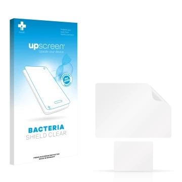 Parte frontal de un envase de producto con el logotipo de la marca upscreen. Al lado está el protector de pantalla correspondi