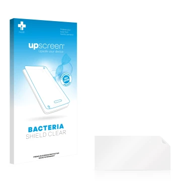 Parte frontal de un envase de producto con el logotipo de la marca upscreen. Al lado está el protector de pantalla correspondi