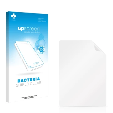 Parte frontal de un envase de producto con el logotipo de la marca upscreen. Al lado está el protector de pantalla correspondi
