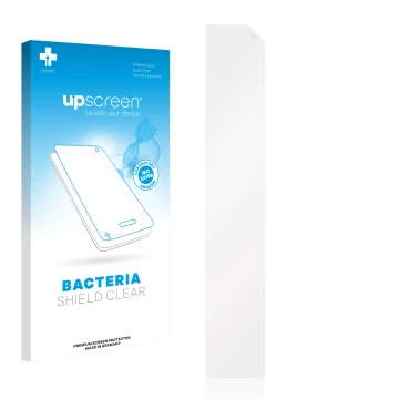 Parte frontal de un envase de producto con el logotipo de la marca upscreen. Al lado está el protector de pantalla correspondi