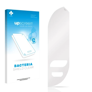 Parte frontal de un envase de producto con el logotipo de la marca upscreen. Al lado está el protector de pantalla correspondi