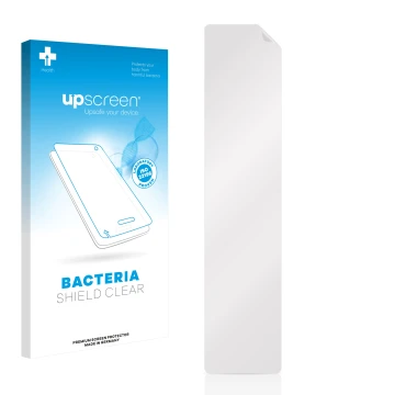 Parte frontal de un envase de producto con el logotipo de la marca upscreen. Al lado está el protector de pantalla correspondi