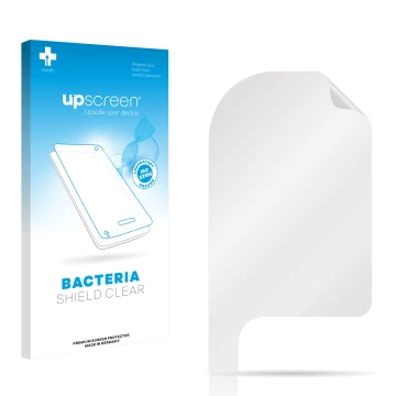 Parte frontal de un envase de producto con el logotipo de la marca upscreen. Al lado está el protector de pantalla correspondi