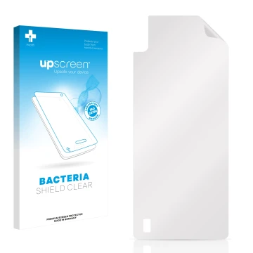 Parte frontal de un envase de producto con el logotipo de la marca upscreen. Al lado está el protector de pantalla correspondi