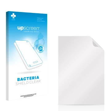 Parte frontal de un envase de producto con el logotipo de la marca upscreen. Al lado está el protector de pantalla correspondi