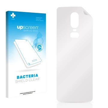 Parte frontal de un envase de producto con el logotipo de la marca upscreen. Al lado está el protector de pantalla correspondi
