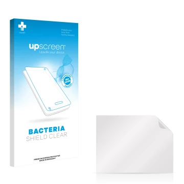 Parte frontal de un envase de producto con el logotipo de la marca upscreen. Al lado está el protector de pantalla correspondi
