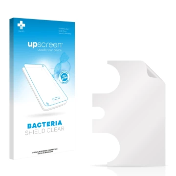 Parte frontal de un envase de producto con el logotipo de la marca upscreen. Al lado está el protector de pantalla correspondi