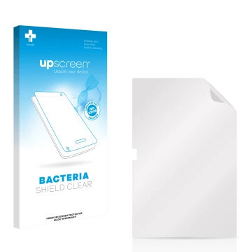 Parte frontal de un envase de producto con el logotipo de la marca upscreen. Al lado está el protector de pantalla correspondi