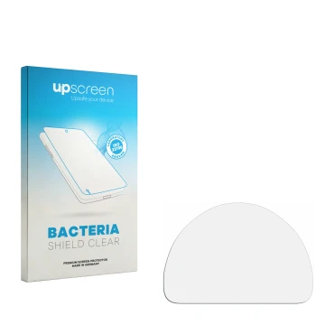 Parte frontal de un envase de producto con el logotipo de la marca upscreen. Al lado está el protector de pantalla correspondi