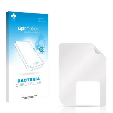 Parte frontal de un envase de producto con el logotipo de la marca upscreen. Al lado está el protector de pantalla correspondi