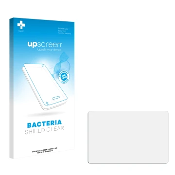 Parte frontal de un envase de producto con el logotipo de la marca upscreen. Al lado está el protector de pantalla correspondi