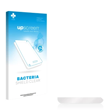 Parte frontal de un envase de producto con el logotipo de la marca upscreen. Al lado está el protector de pantalla correspondi