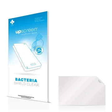 Parte frontal de un envase de producto con el logotipo de la marca upscreen. Al lado está el protector de pantalla correspondi