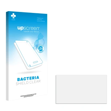 Parte frontal de un envase de producto con el logotipo de la marca upscreen. Al lado está el protector de pantalla correspondi