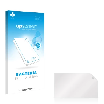 Parte frontal de un envase de producto con el logotipo de la marca upscreen. Al lado está el protector de pantalla correspondi