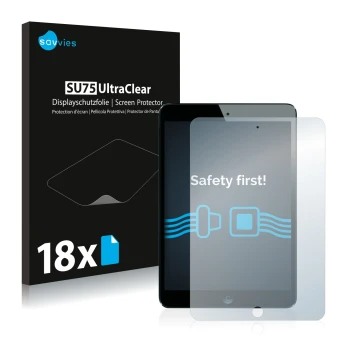 Parte frontal de un envase de producto con el logotipo de la marca Savvies. Al lado se muestra el dispositivo Apple iPad Mini 