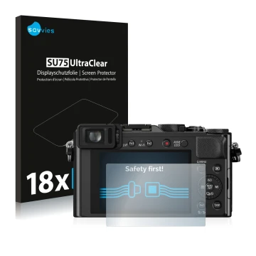 Parte frontal de un envase de producto con el logotipo de la marca Savvies. Al lado se muestra el dispositivo Panasonic Lumix 