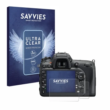 Parte frontal de un envase de producto con el logotipo de la marca Savvies. Al lado se muestra el dispositivo Nikon D7200 con 