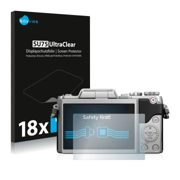 Parte frontal de un envase de producto con el logotipo de la marca Savvies. Al lado se muestra el dispositivo Panasonic Lumix 