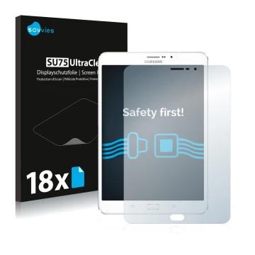 Parte frontal de un envase de producto con el logotipo de la marca Savvies. Al lado se muestra el dispositivo Samsung Galaxy T
