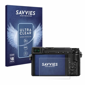 Parte frontal de un envase de producto con el logotipo de la marca Savvies. Al lado se muestra el dispositivo Panasonic Lumix 