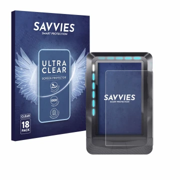 Parte frontal de un envase de producto con el logotipo de la marca Savvies. Al lado se muestra el dispositivo Wahoo Elemnt GPS