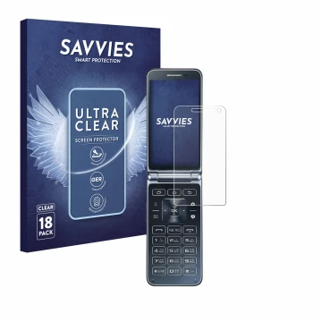 Parte frontal de un envase de producto con el logotipo de la marca Savvies. Al lado se muestra el dispositivo Samsung Galaxy F