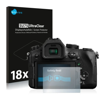 Parte frontal de un envase de producto con el logotipo de la marca Savvies. Al lado se muestra el dispositivo Panasonic Lumix 