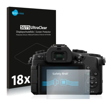 Parte frontal de un envase de producto con el logotipo de la marca Savvies. Al lado se muestra el dispositivo Panasonic Lumix 