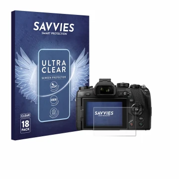 Parte frontal de un envase de producto con el logotipo de la marca Savvies. Al lado se muestra el dispositivo Olympus OM-D E-M