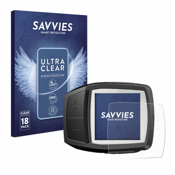 Parte frontal de un envase de producto con el logotipo de la marca Savvies. Al lado se muestra el dispositivo Bosch Purion con