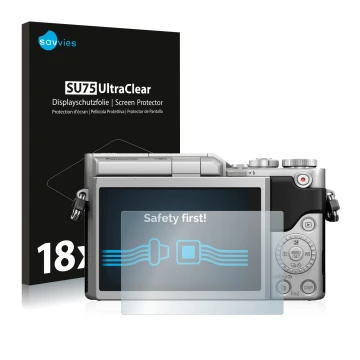 Parte frontal de un envase de producto con el logotipo de la marca Savvies. Al lado se muestra el dispositivo Panasonic Lumix 