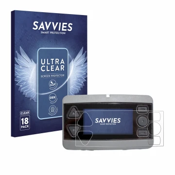 Parte frontal de un envase de producto con el logotipo de la marca Savvies. Al lado se muestra el dispositivo Airbus P8GR con 