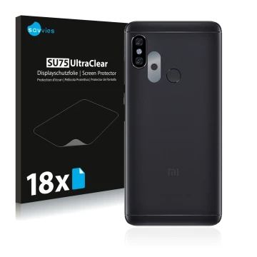 Parte frontal de un envase de producto con el logotipo de la marca Savvies. Al lado se muestra el dispositivo Xiaomi Redmi Not