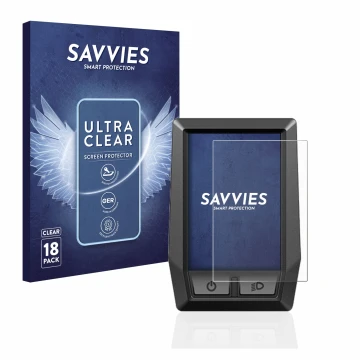 Parte frontal de un envase de producto con el logotipo de la marca Savvies. Al lado se muestra el dispositivo Bosch Kiox con s
