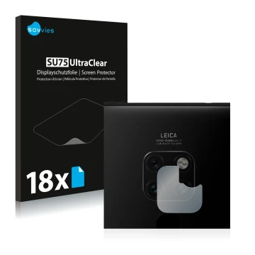 Parte frontal de un envase de producto con el logotipo de la marca Savvies. Al lado se muestra el dispositivo Huawei Mate 20 (