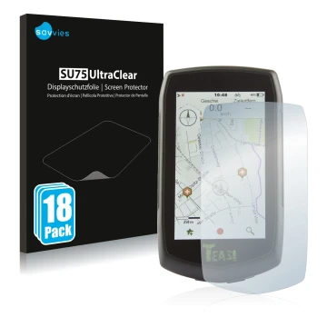 Parte frontal de un envase de producto con el logotipo de la marca Savvies. Al lado se muestra el dispositivo A-Rival Teasi On